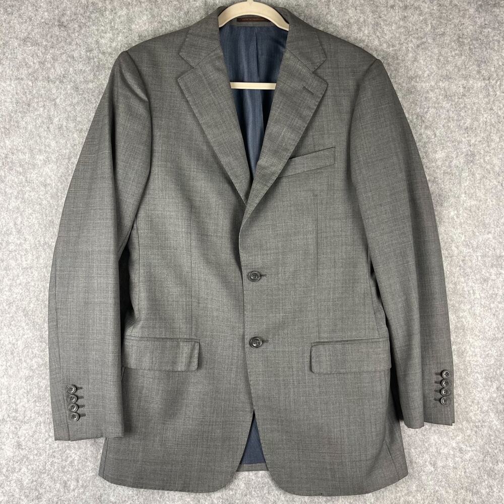 J Hilburn Wool Tailored Blazer Sport Coat Mens 37L Gray Vitale Barberis Canonico